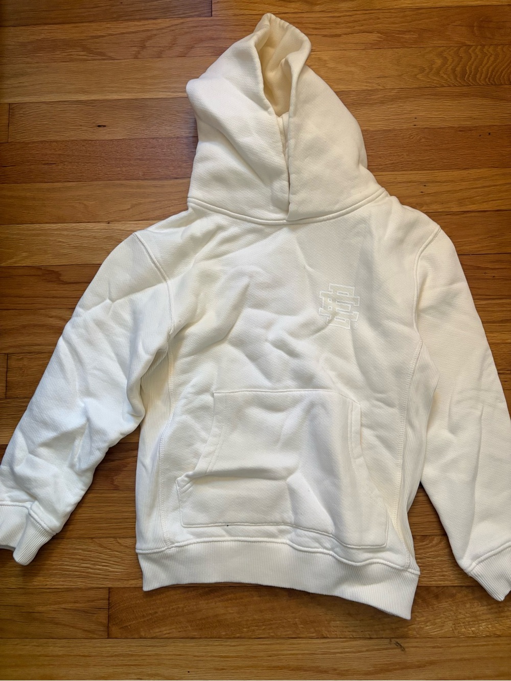 Kids’ Eric Emanuel Cream Pullover Hoodie - Minimal Embroidered Logo